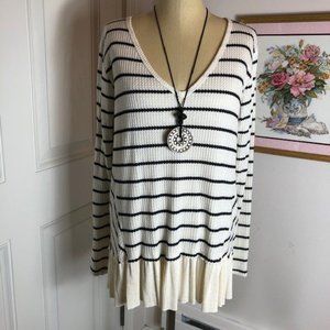 Maurices White with Black Stripes Tunic Top